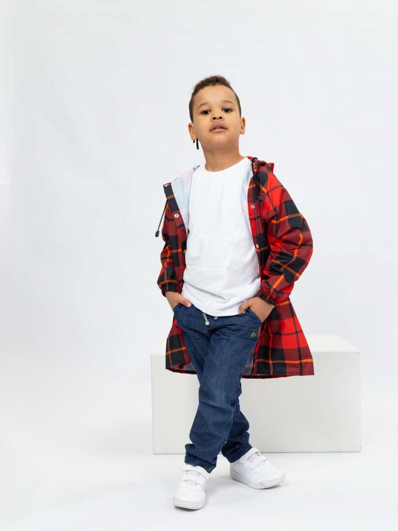 Детский дождевик-плащ Клетка