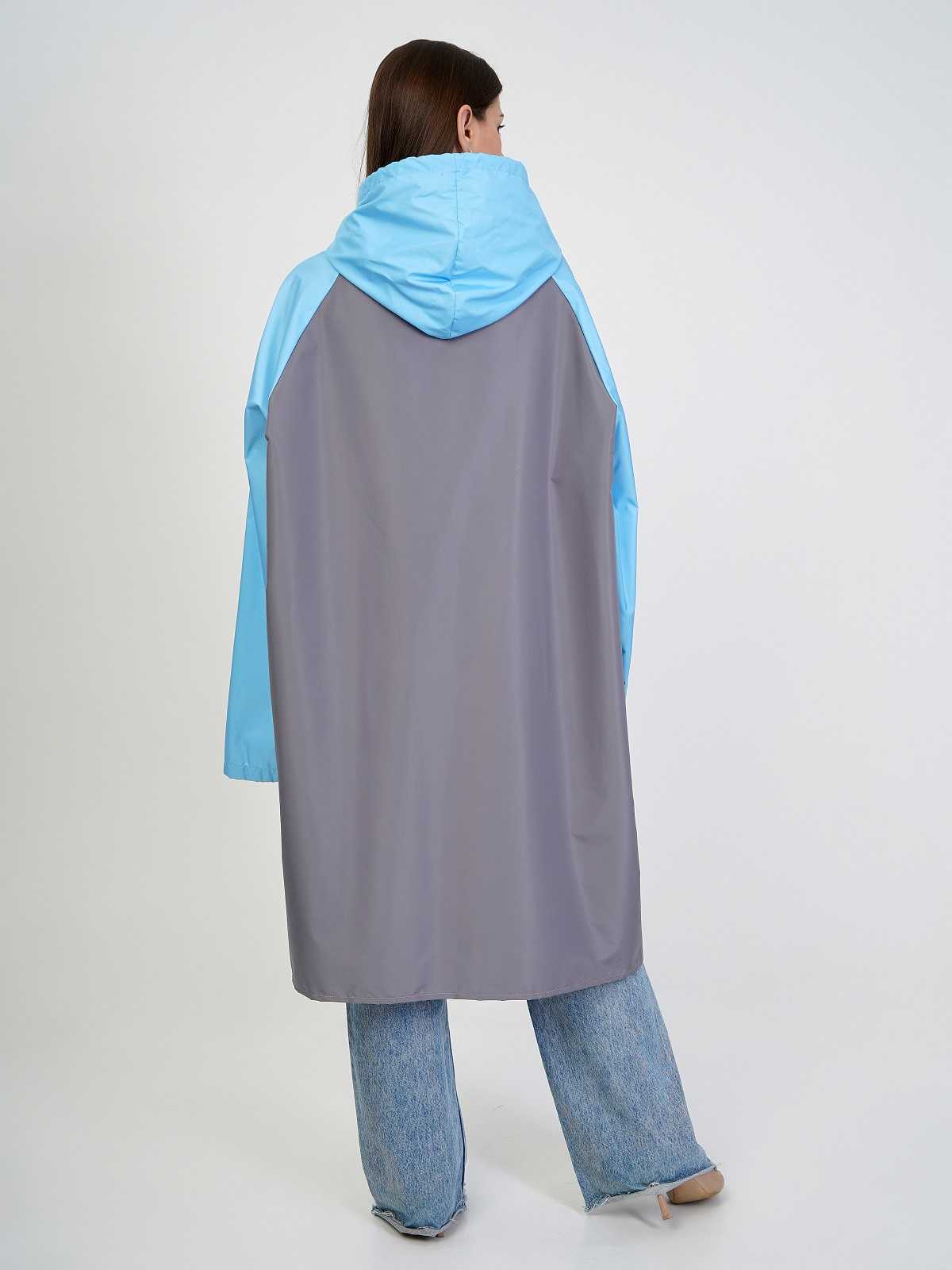 Дождевик over size с карманами Серый/голубой