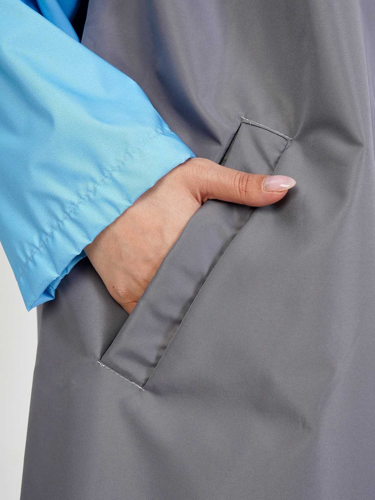 Дождевик over size с карманами Серый/голубой