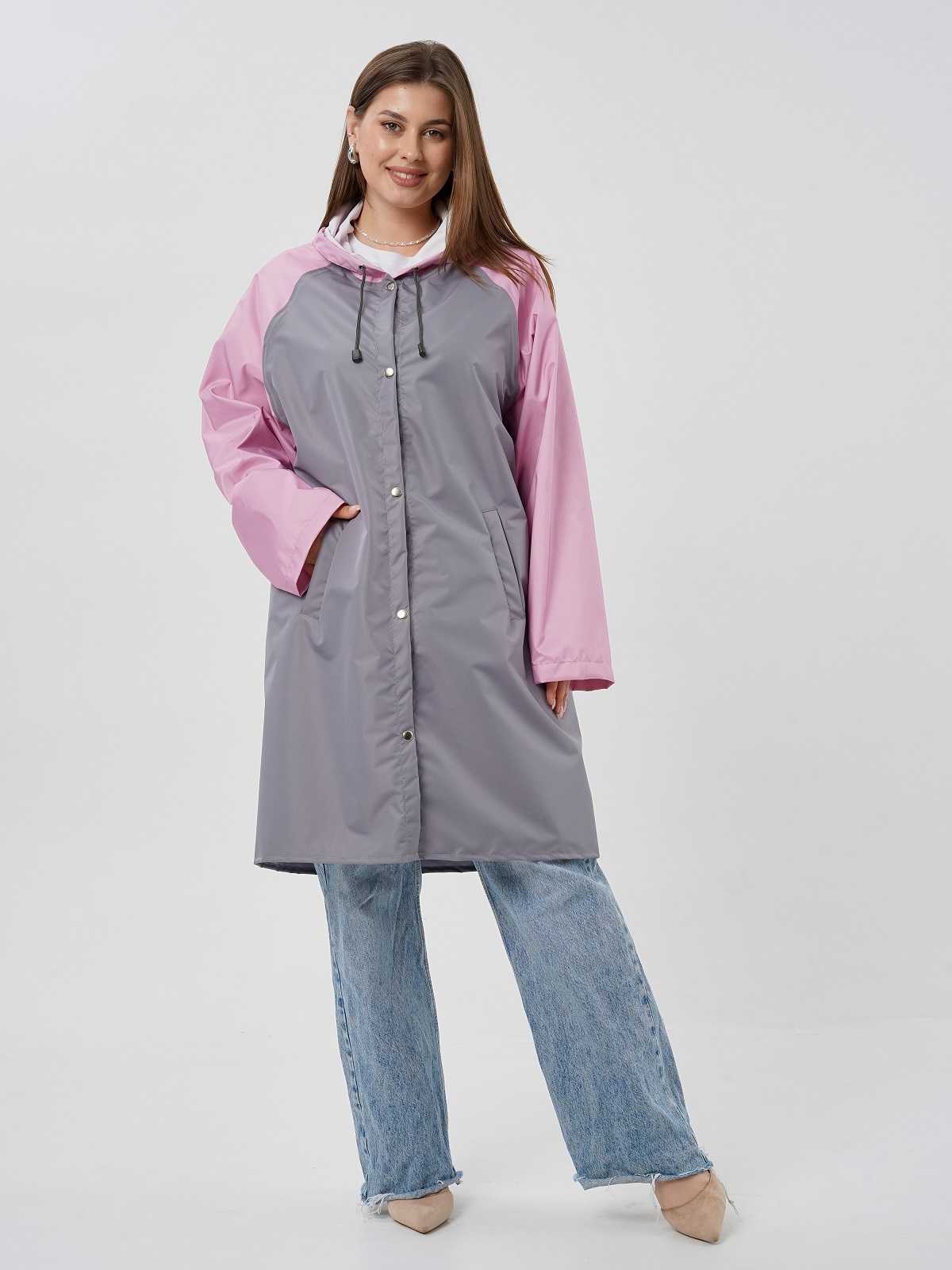 Дождевик с карманами Серый/розовый