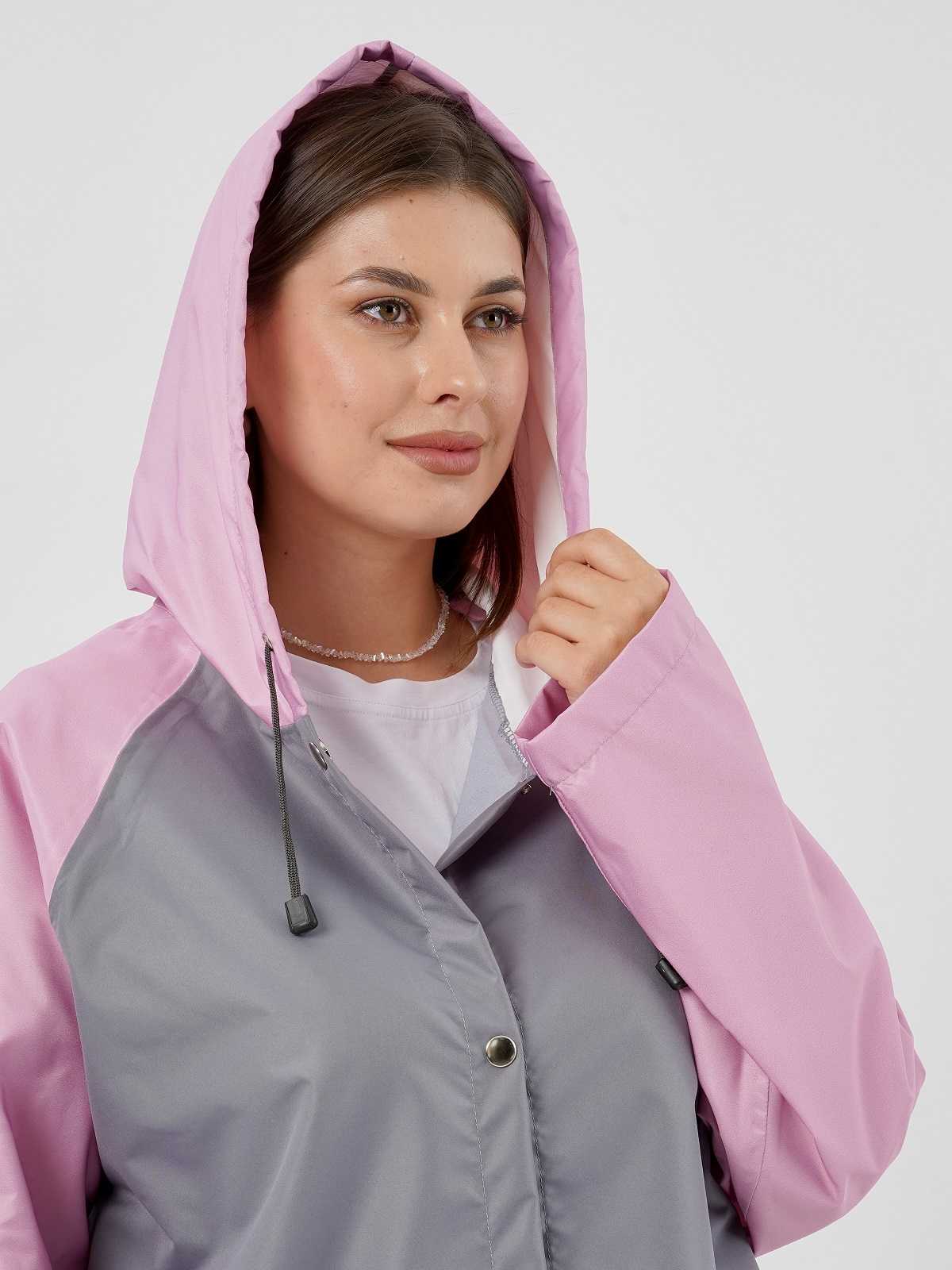Дождевик с карманами Серый/розовый