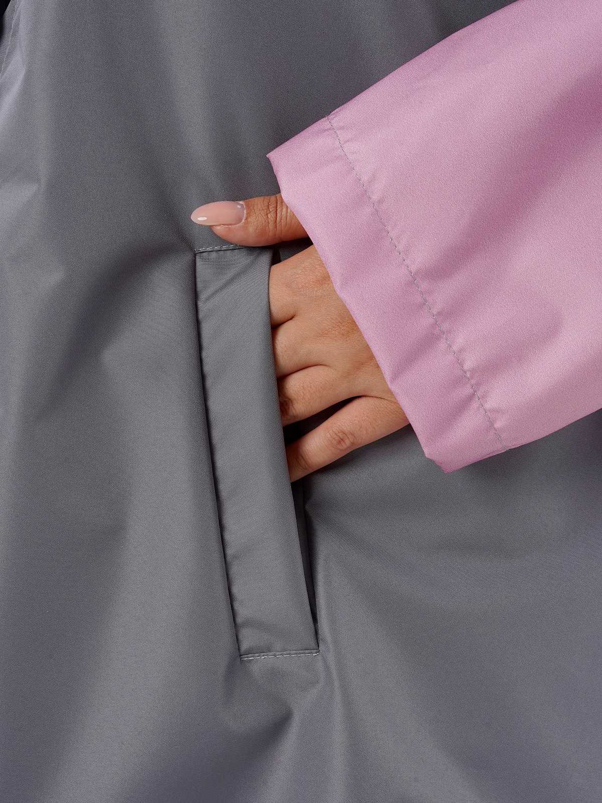 Дождевик с карманами Серый/розовый