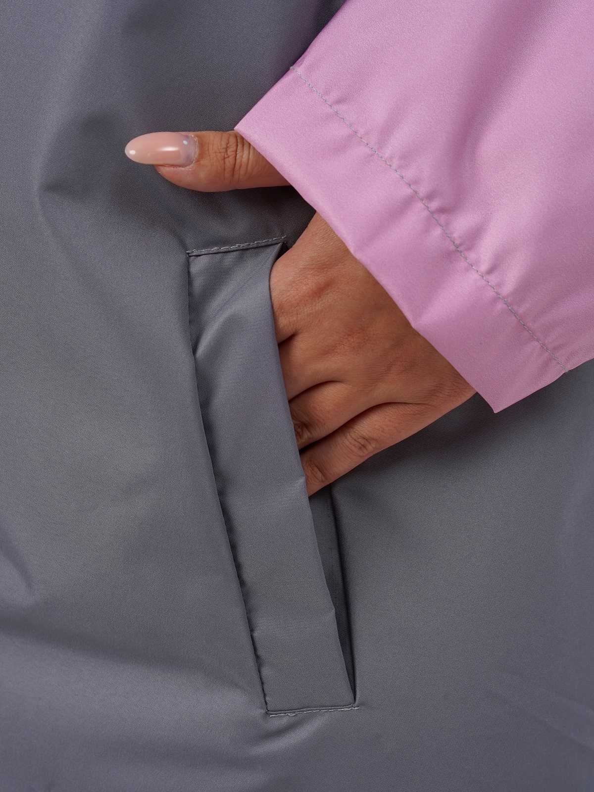 Дождевик over size с карманами Серый/розовый