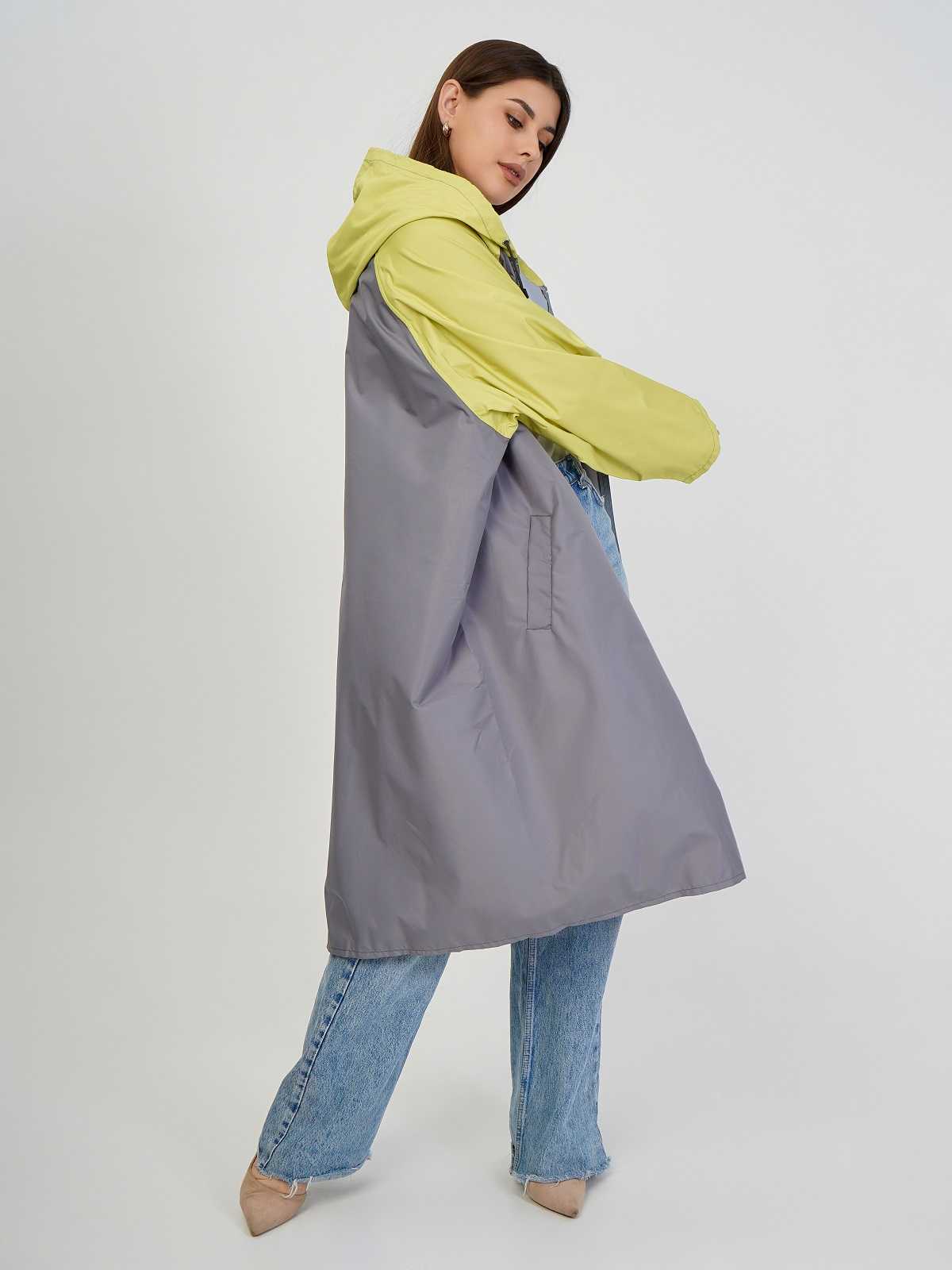 Дождевик over size с карманами Серый/лайм