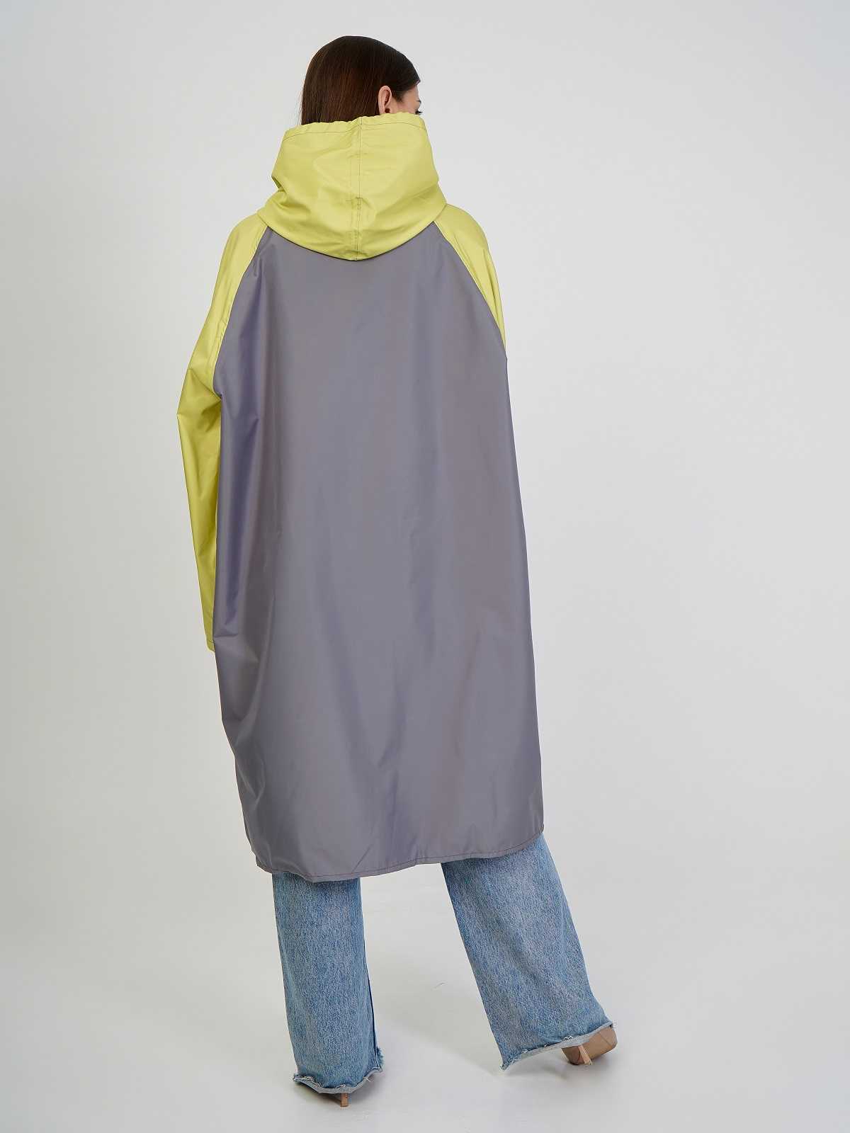 Дождевик over size с карманами Серый/лайм