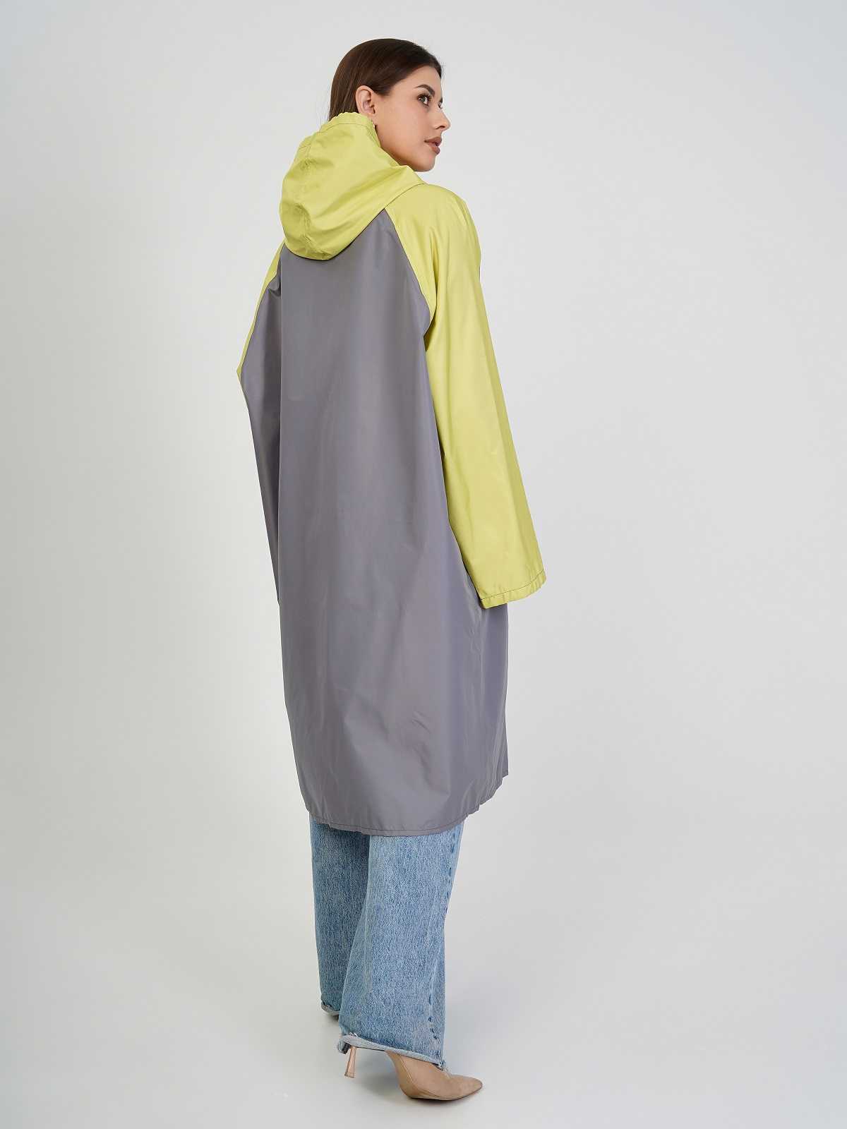 Дождевик over size с карманами Серый/лайм