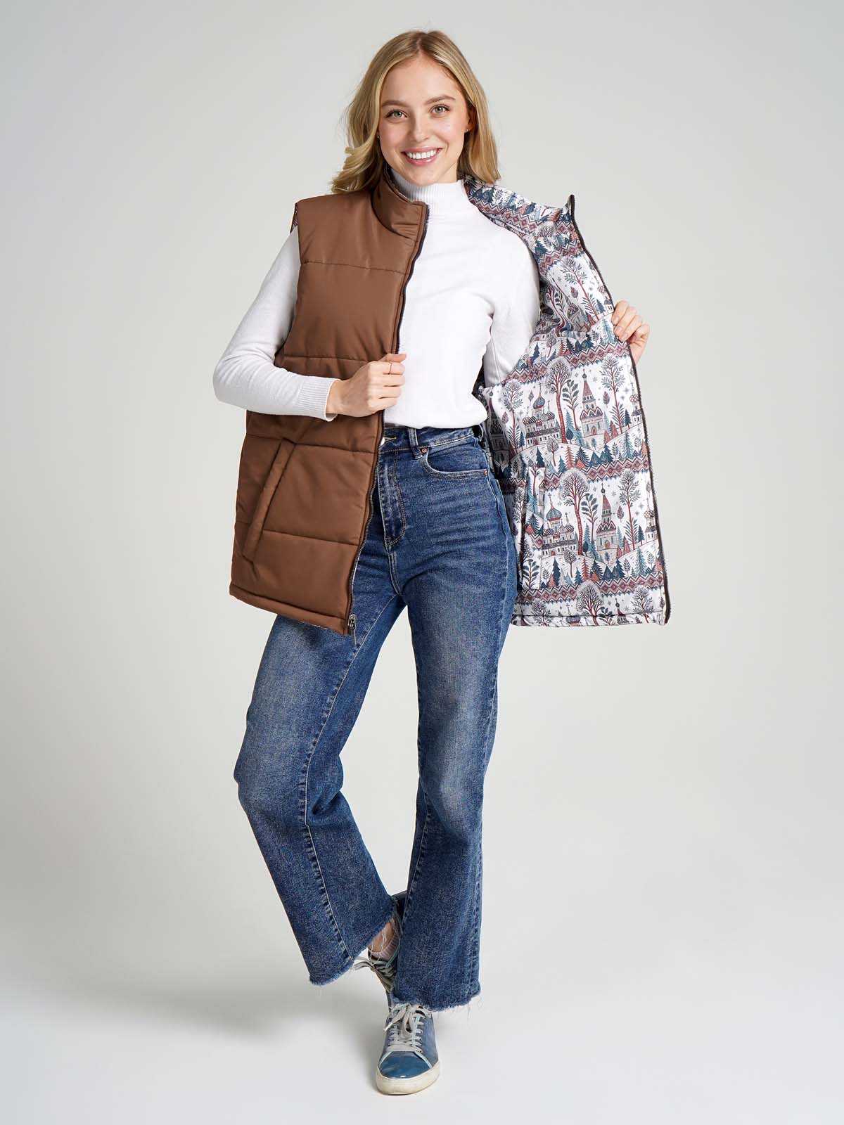 Жилетка двухсторонняя без капюшона "Русская душа"