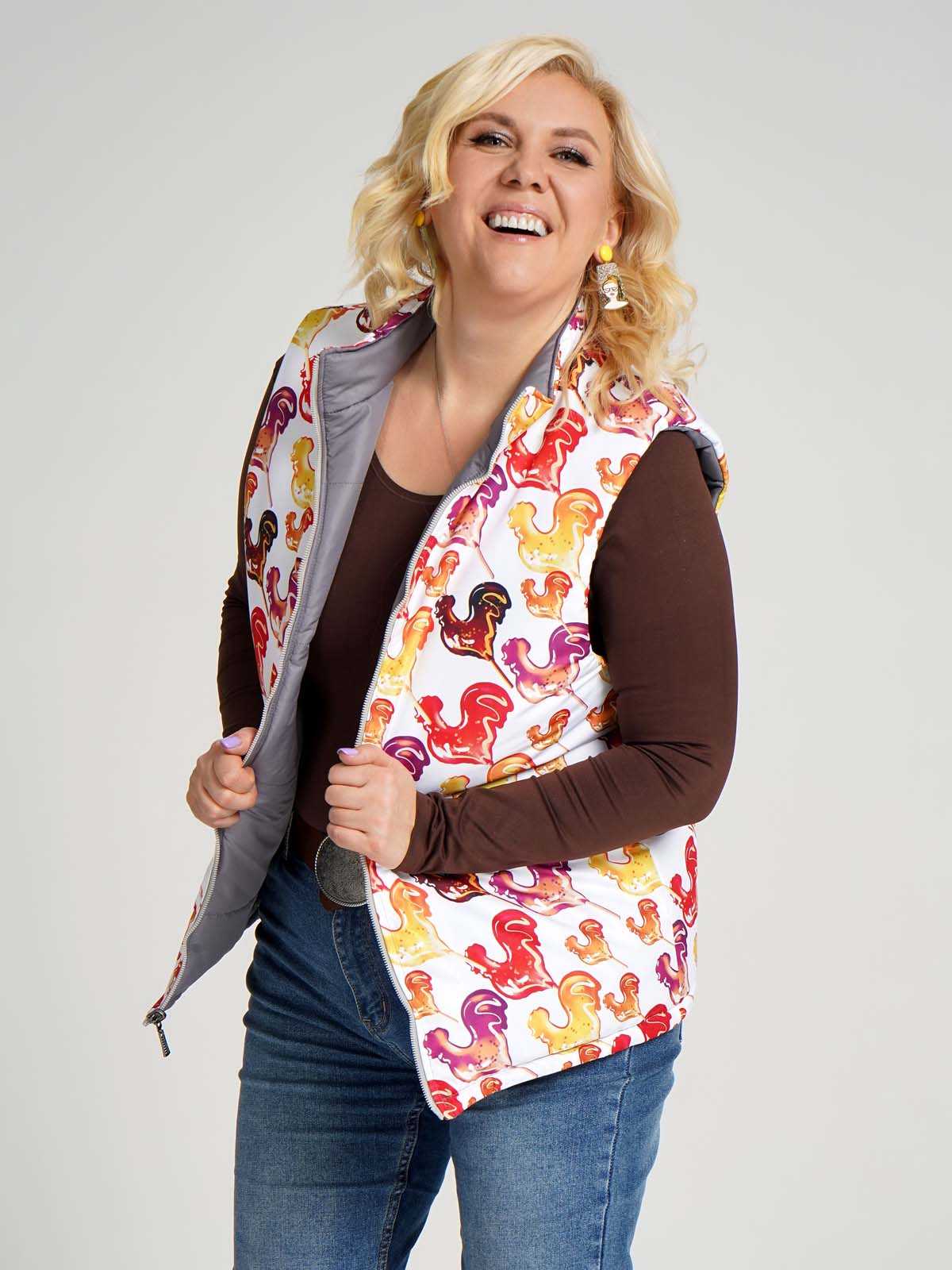 Жилетка двухсторонняя без капюшона "Карамельный петушок"