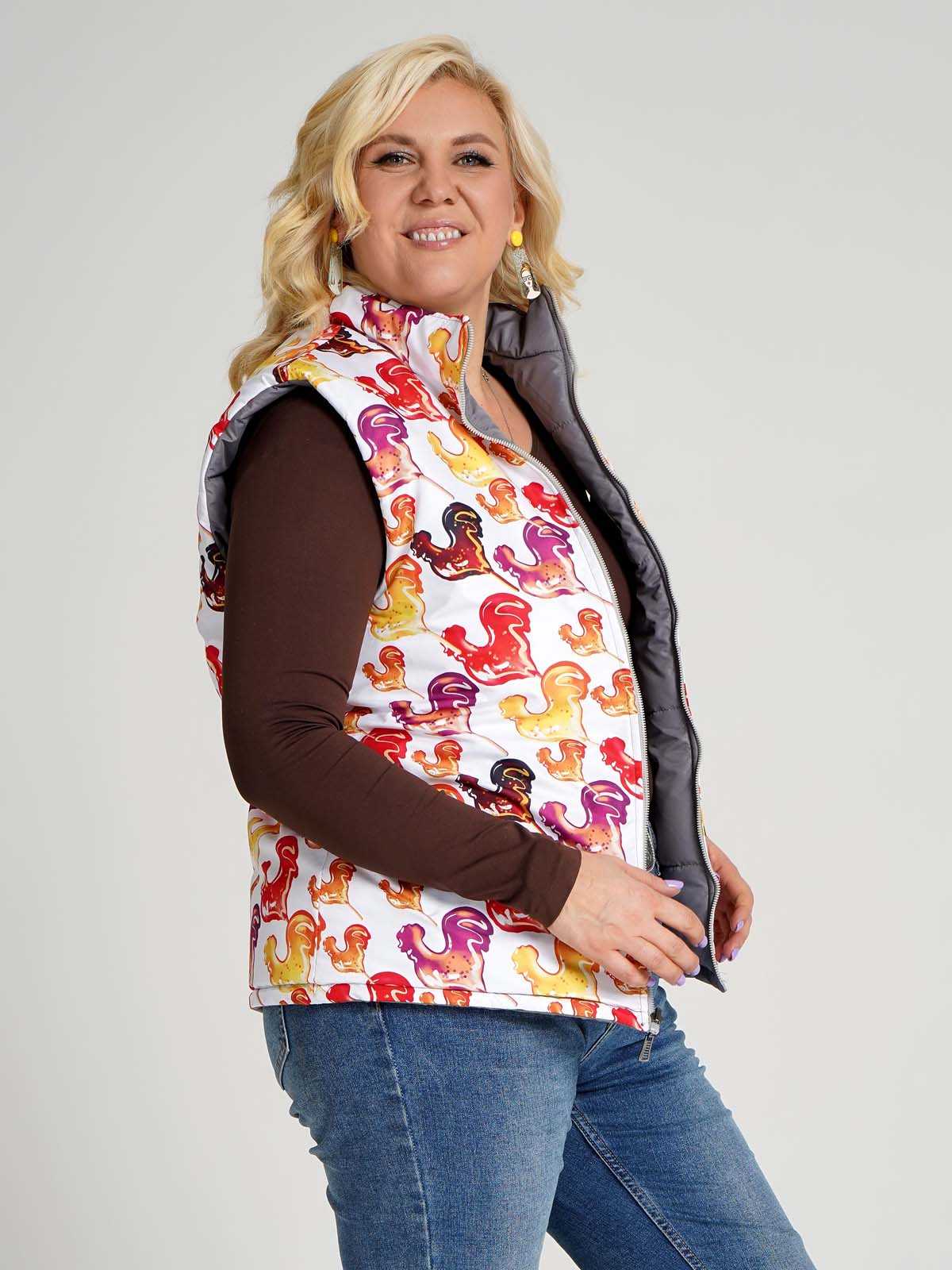 Жилетка двухсторонняя без капюшона "Карамельный петушок"