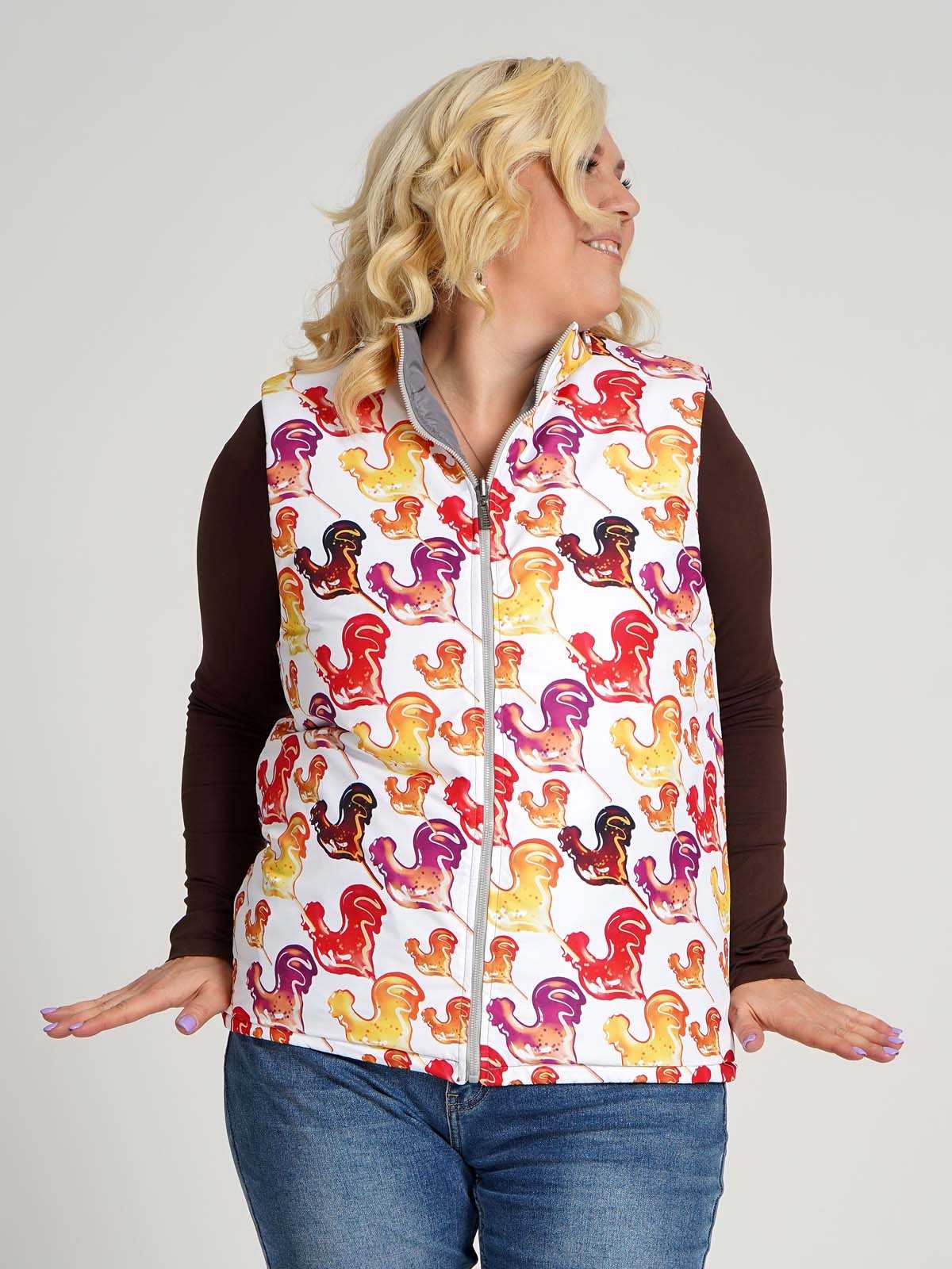 Жилетка двухсторонняя без капюшона "Карамельный петушок"