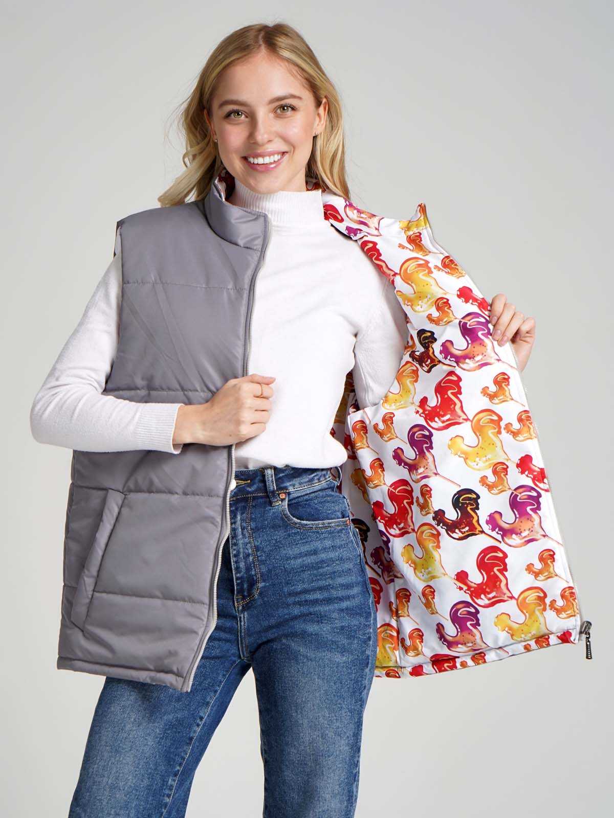 Жилетка двухсторонняя без капюшона "Карамельный петушок"