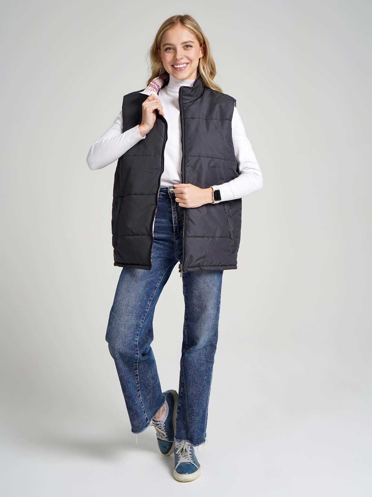 Жилетка двухсторонняя без капюшона "Кошки в окошках"