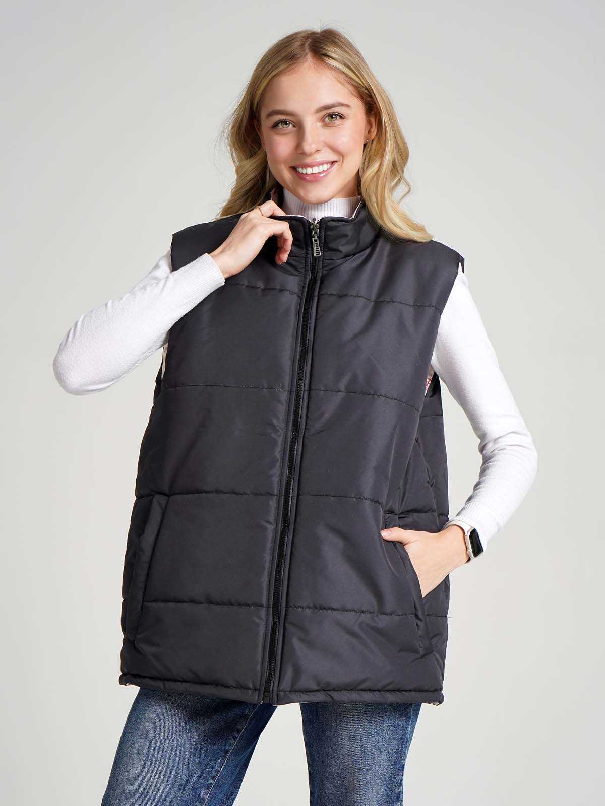 Жилетка двухсторонняя без капюшона "Кошки в окошках"