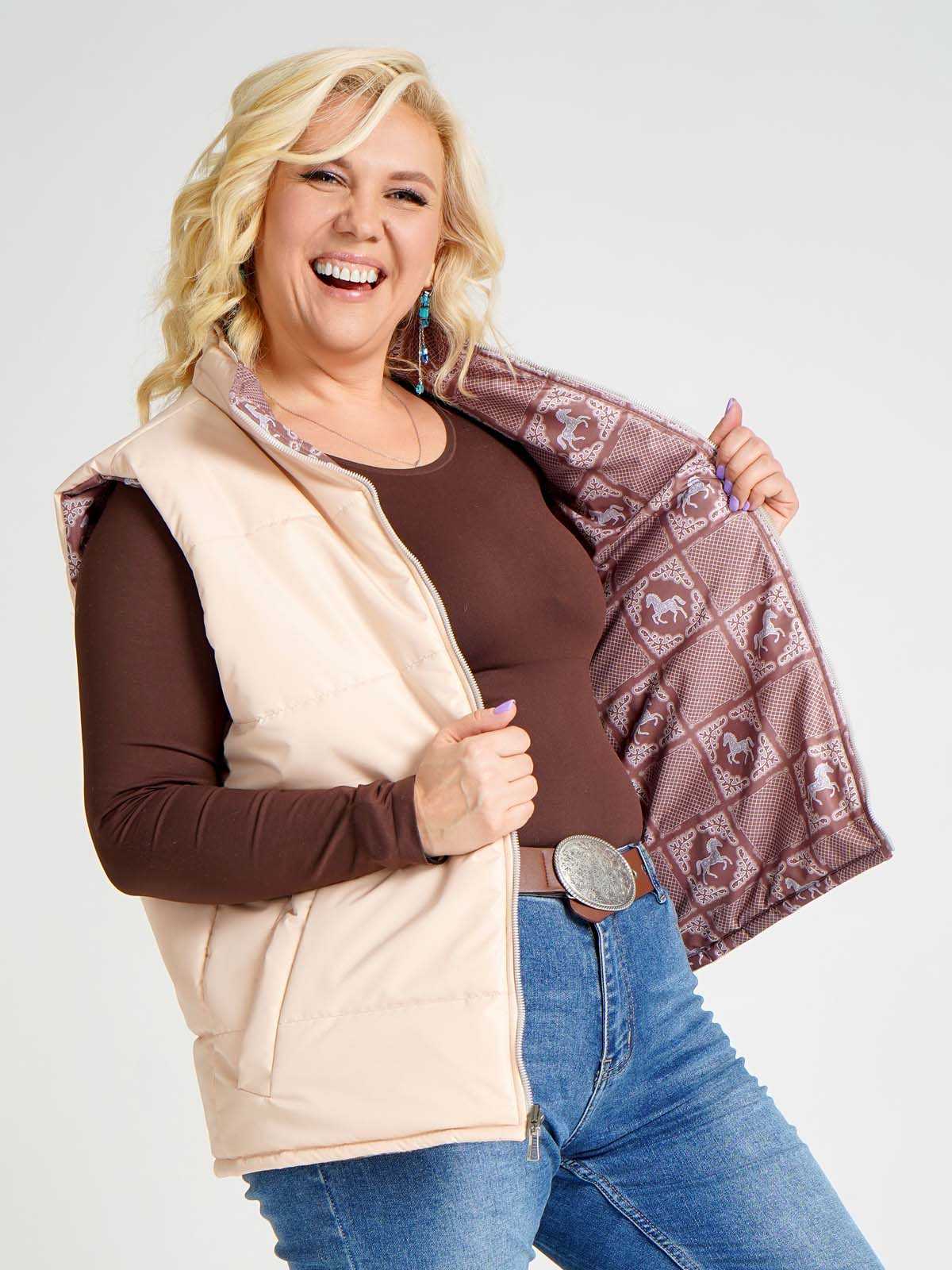 Жилетка двухсторонняя без капюшона "Белогривые лошадки"