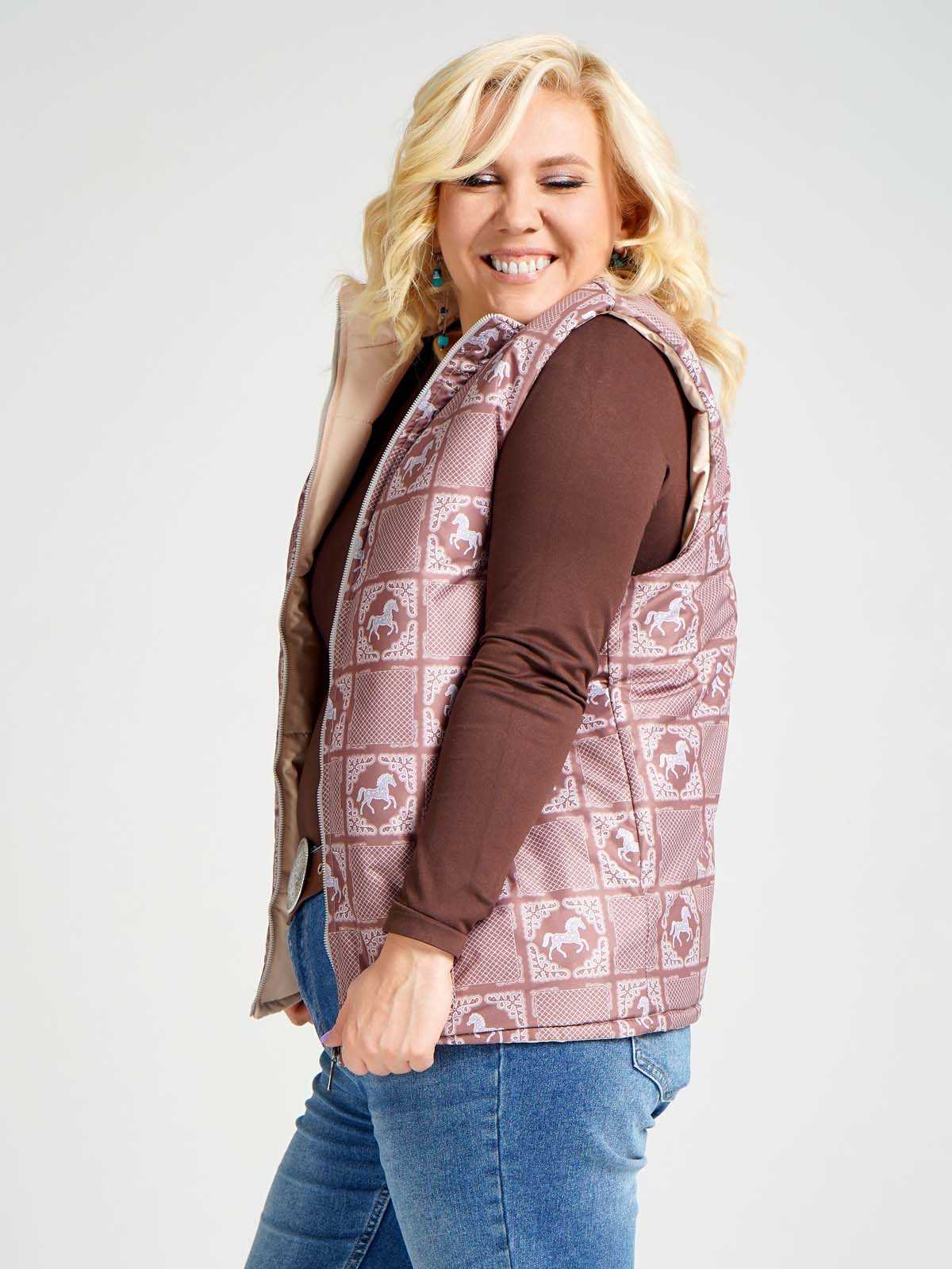 Жилетка двухсторонняя без капюшона "Белогривые лошадки"