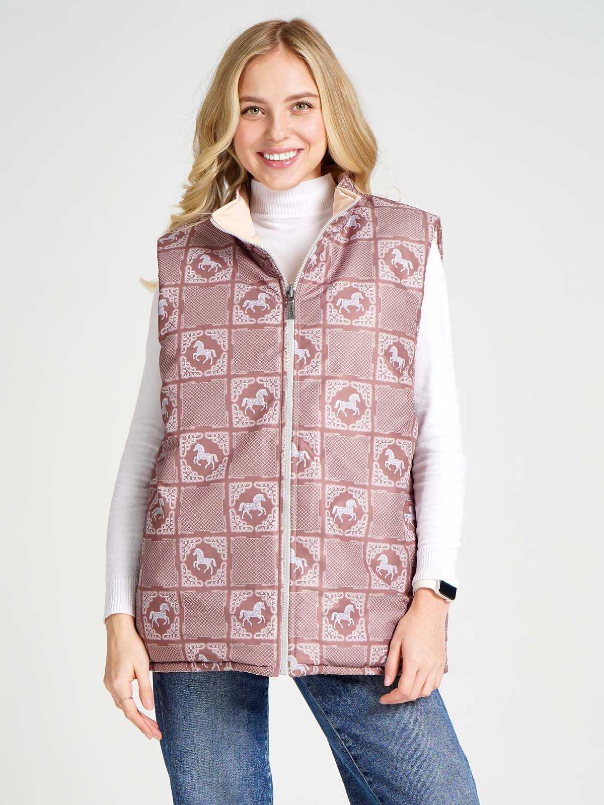 Жилетка двухсторонняя без капюшона "Белогривые лошадки"