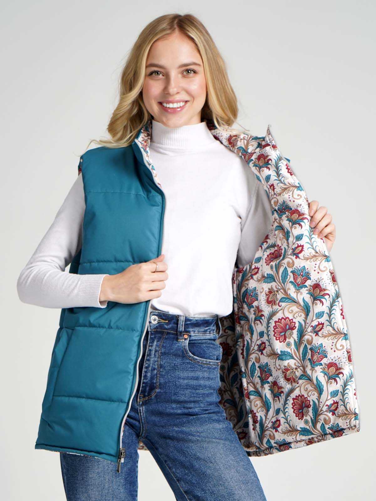 Жилетка двухсторонняя без капюшона «Аленький цветочек»