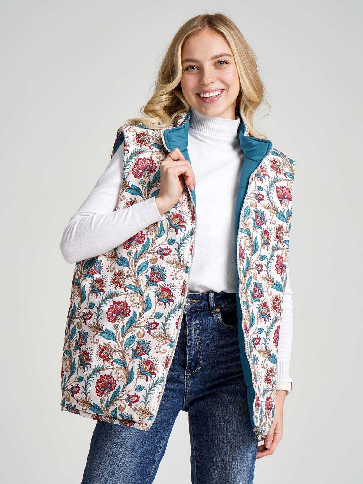 Жилетка двухсторонняя без капюшона «Аленький цветочек»