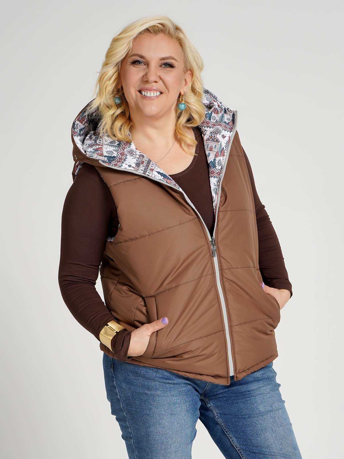 Жилетка двухсторонняя с капюшоном "Русская душа"