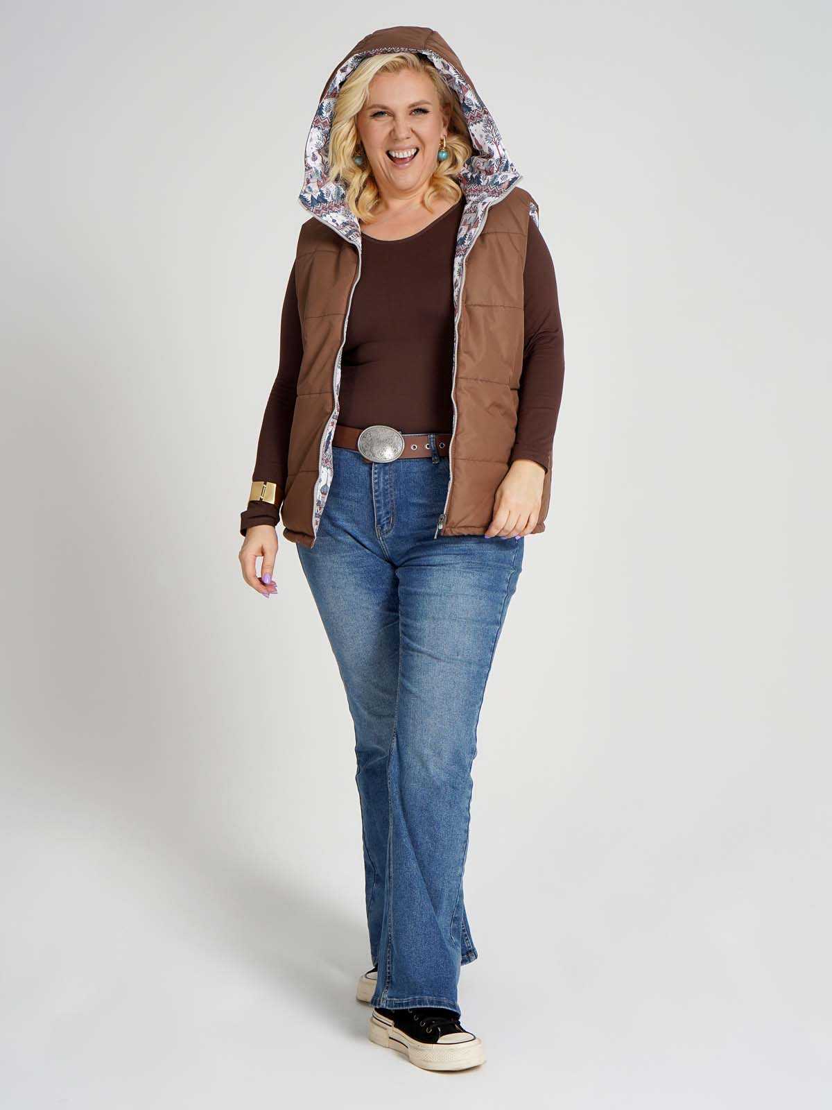 Жилетка двухсторонняя с капюшоном "Русская душа"