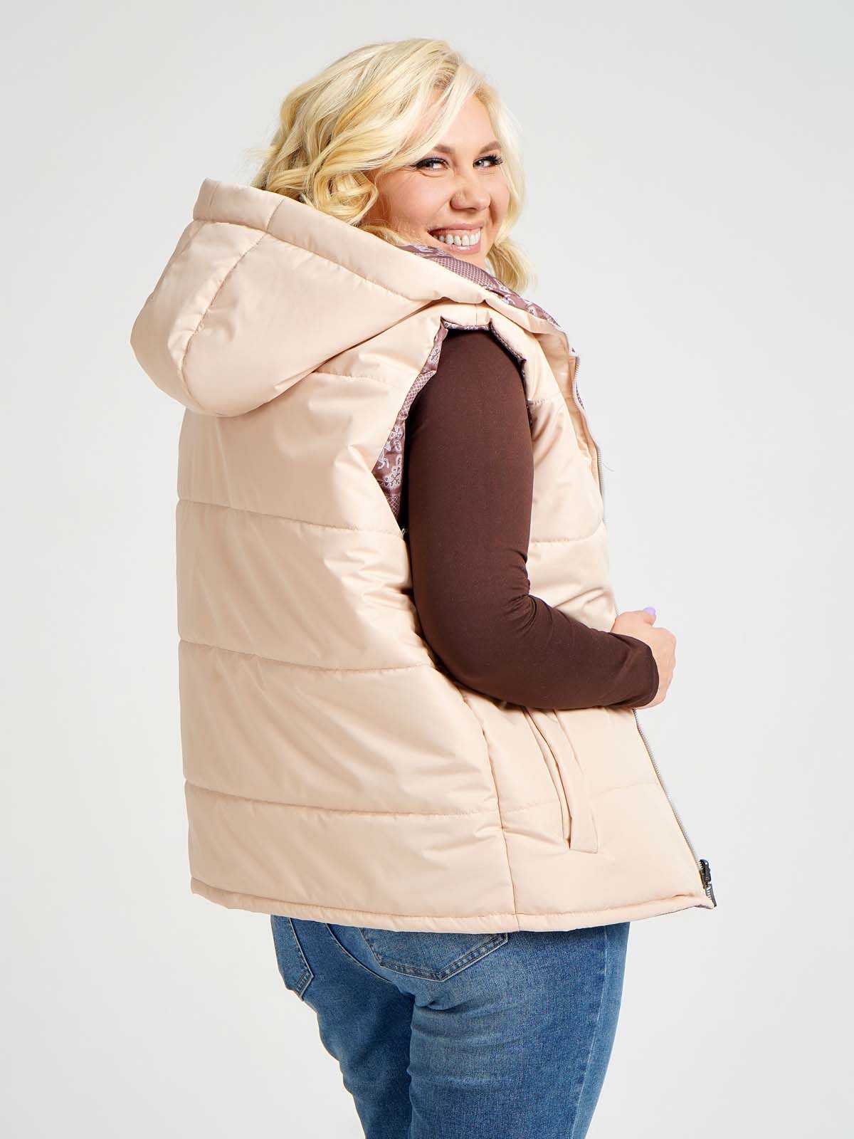 Жилетка двухсторонняя с капюшоном "Белогривые лошадки"