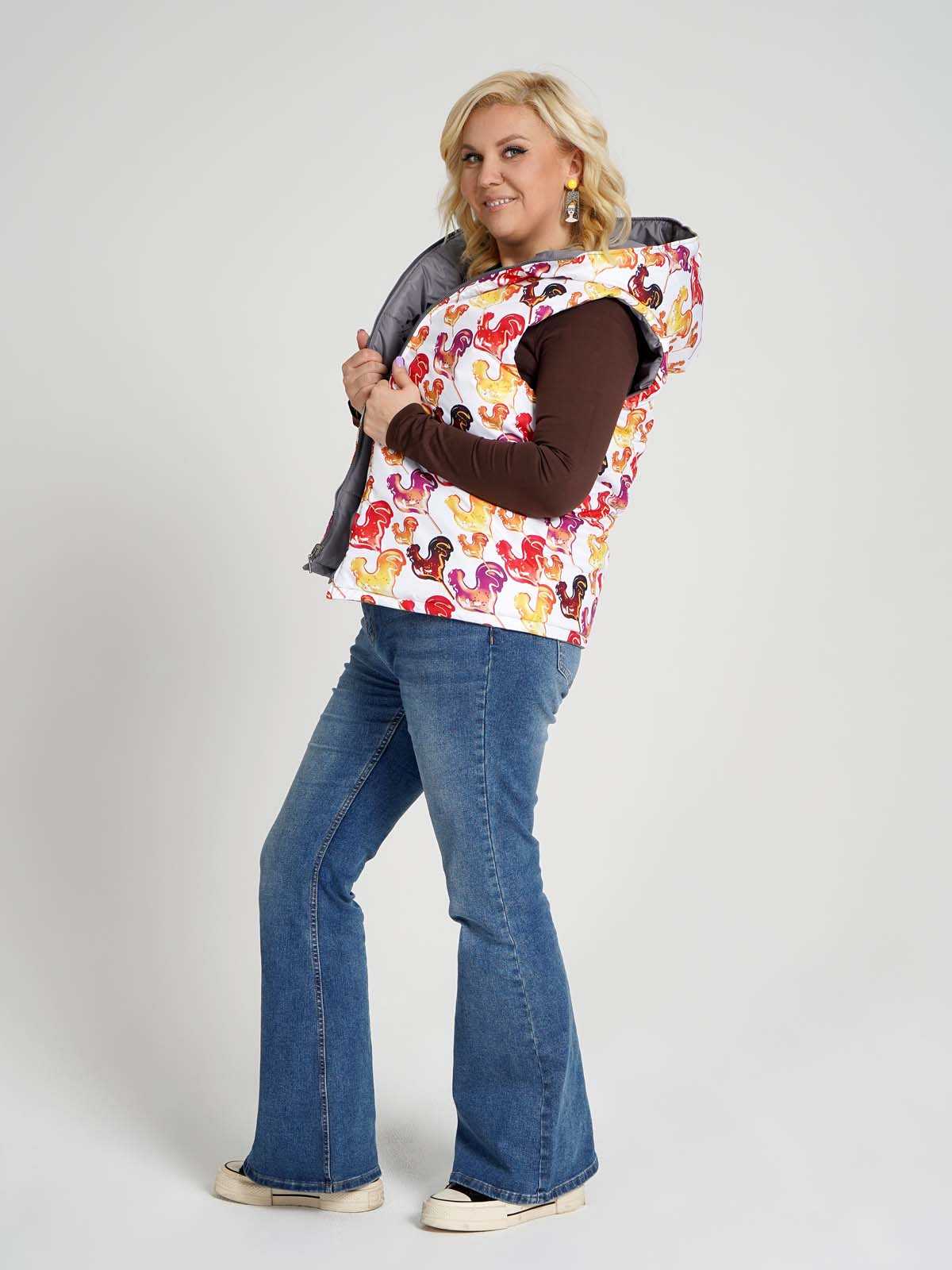 Жилетка двухсторонняя с капюшоном "Карамельный петушок"