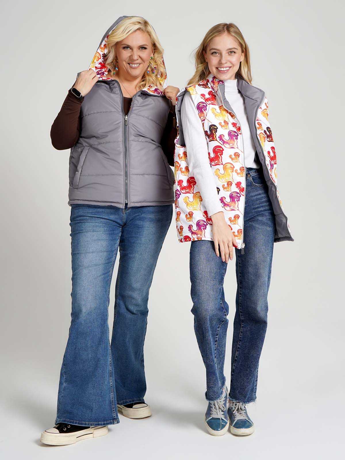 Жилетка двухсторонняя с капюшоном "Карамельный петушок"