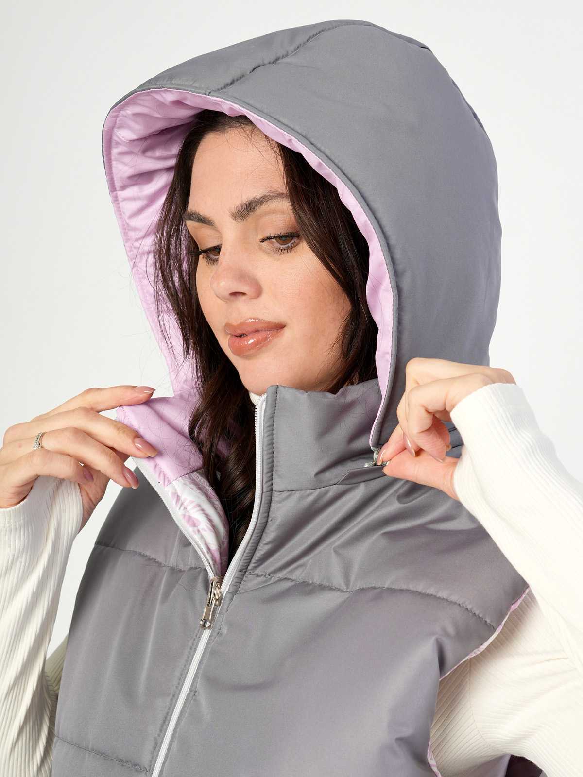 Жилетка двухсторонняя с отстегивающимся капюшоном "Народные узоры" ПРЕДЗАКАЗ