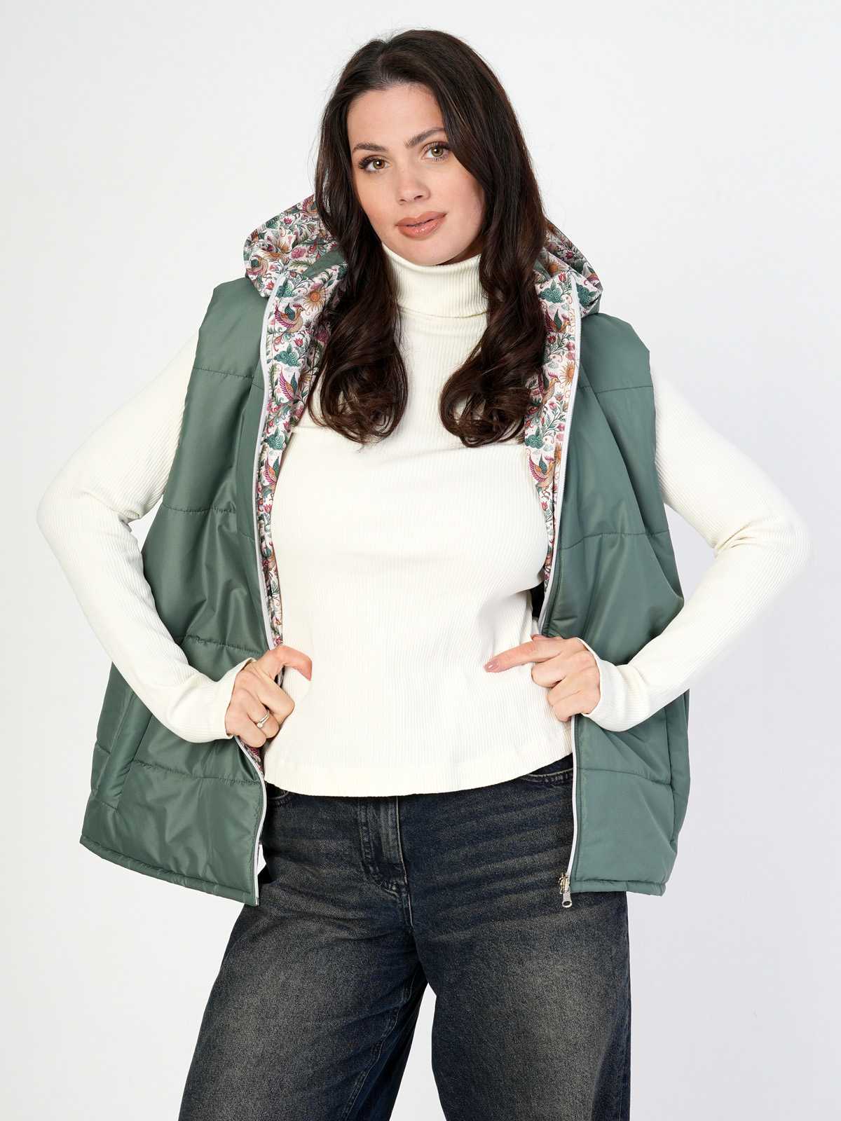 Жилетка двухсторонняя с отстегивающимся капюшоном "Жар-птица" ПРЕДЗАКАЗ