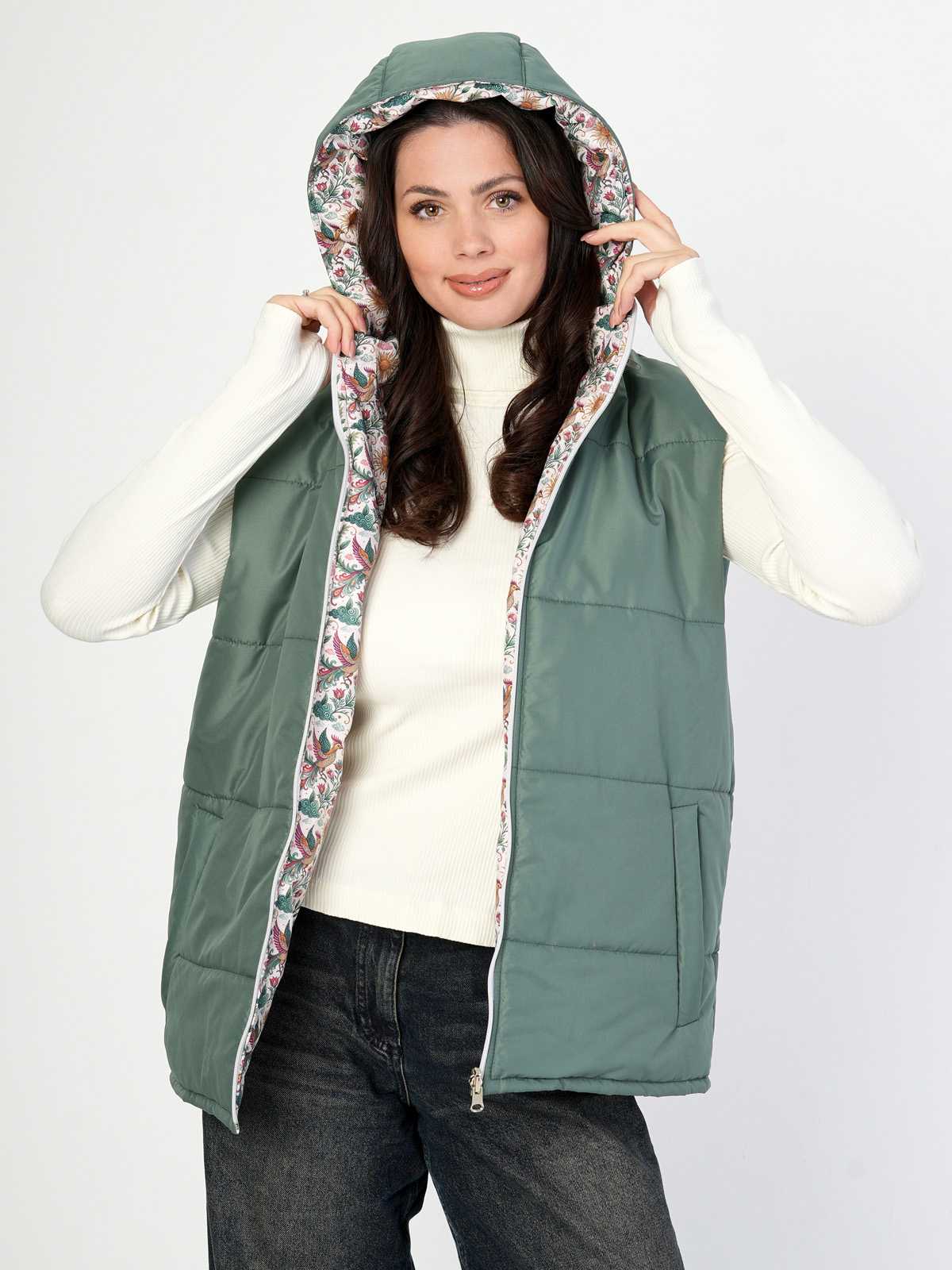 Жилетка двухсторонняя с отстегивающимся капюшоном "Жар-птица" ПРЕДЗАКАЗ