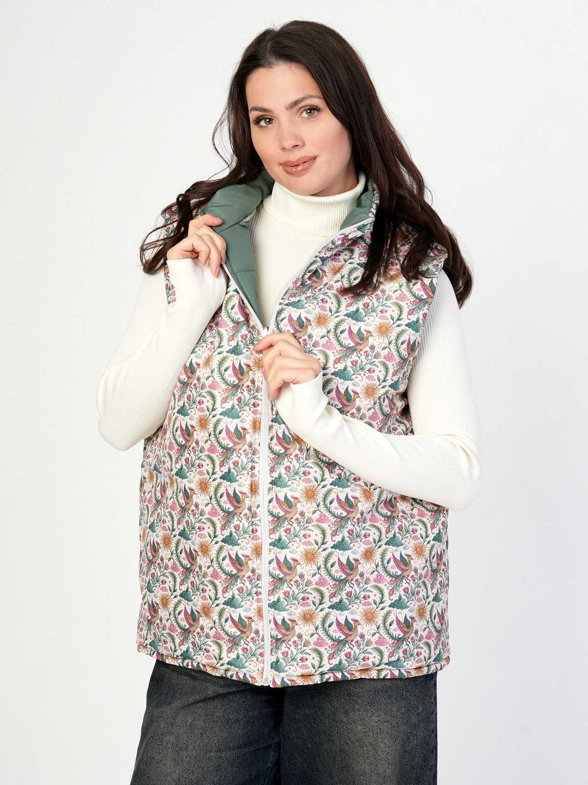 Жилетка двухсторонняя с отстегивающимся капюшоном "Жар-птица" ПРЕДЗАКАЗ