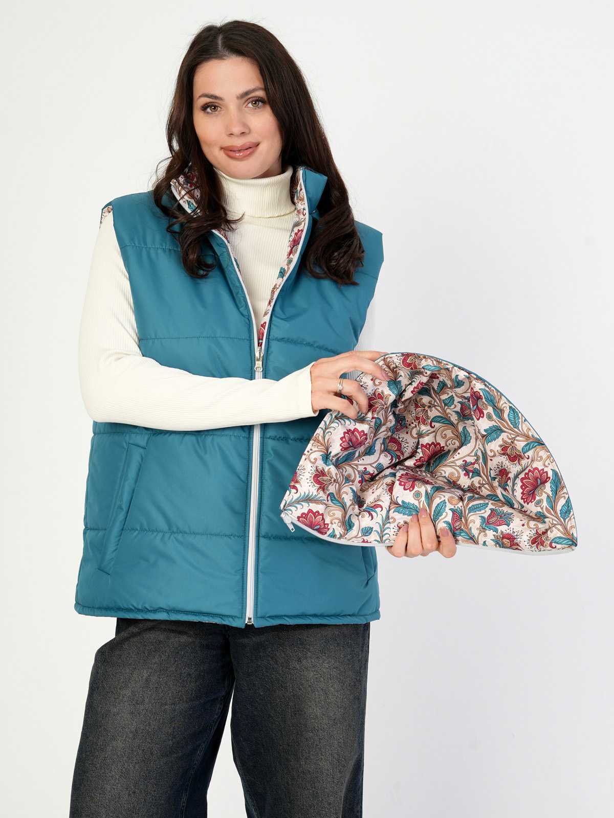 Жилетка двухсторонняя с отстегивающимся капюшоном "Аленький цветочек" ПРЕДЗАКАЗ