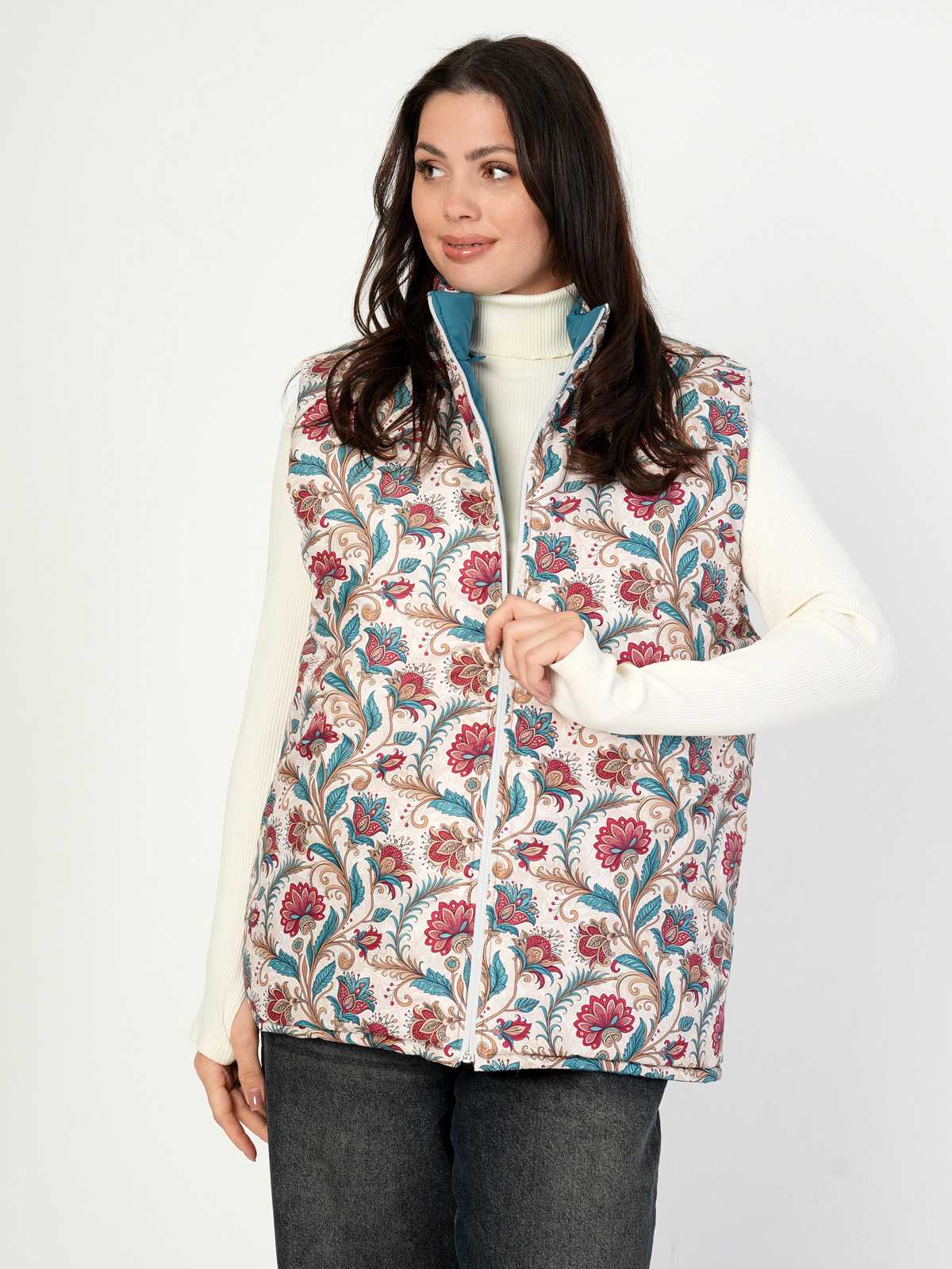 Жилетка двухсторонняя с отстегивающимся капюшоном "Аленький цветочек" ПРЕДЗАКАЗ