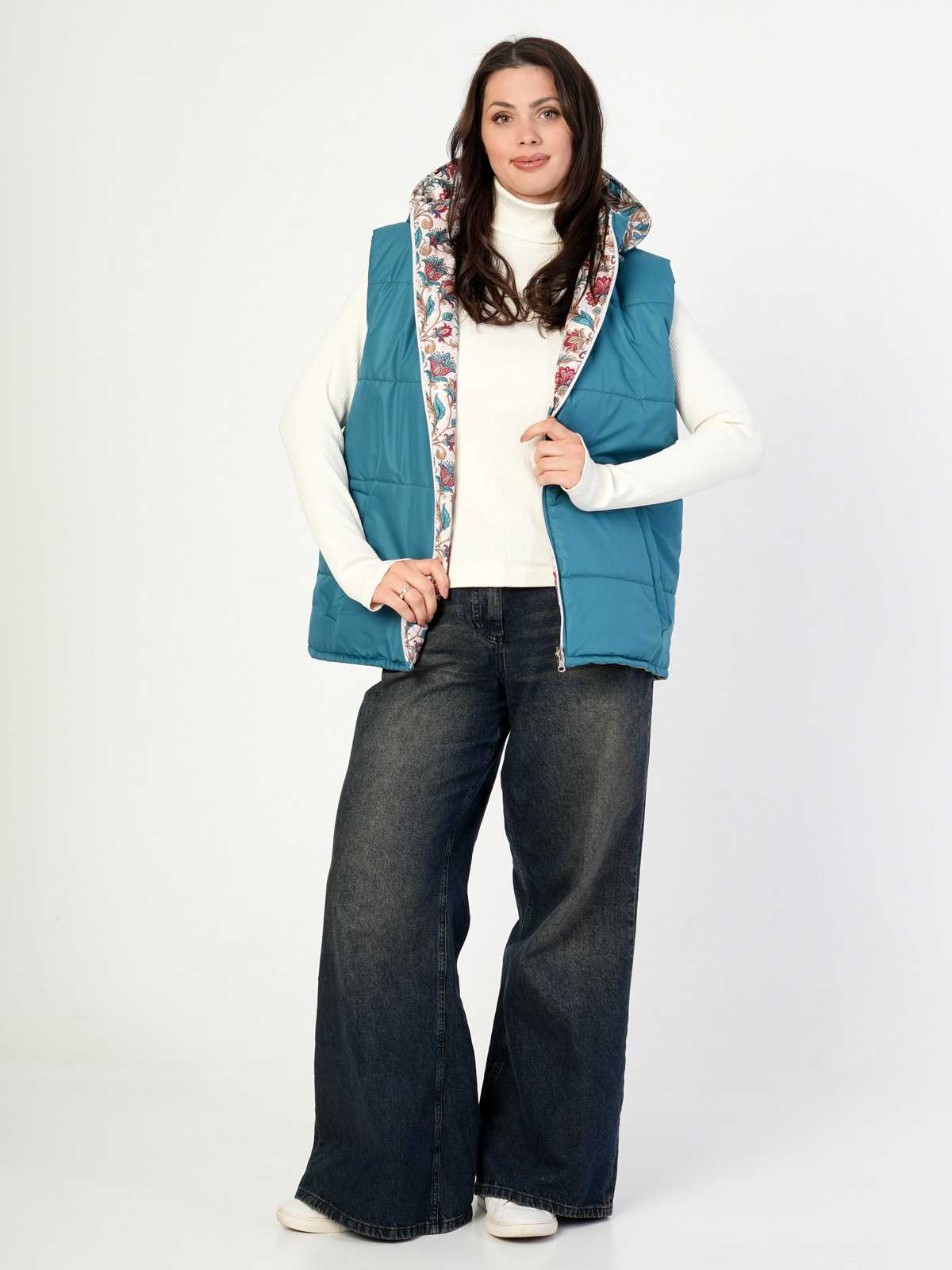 Жилетка двухсторонняя с отстегивающимся капюшоном "Аленький цветочек" ПРЕДЗАКАЗ