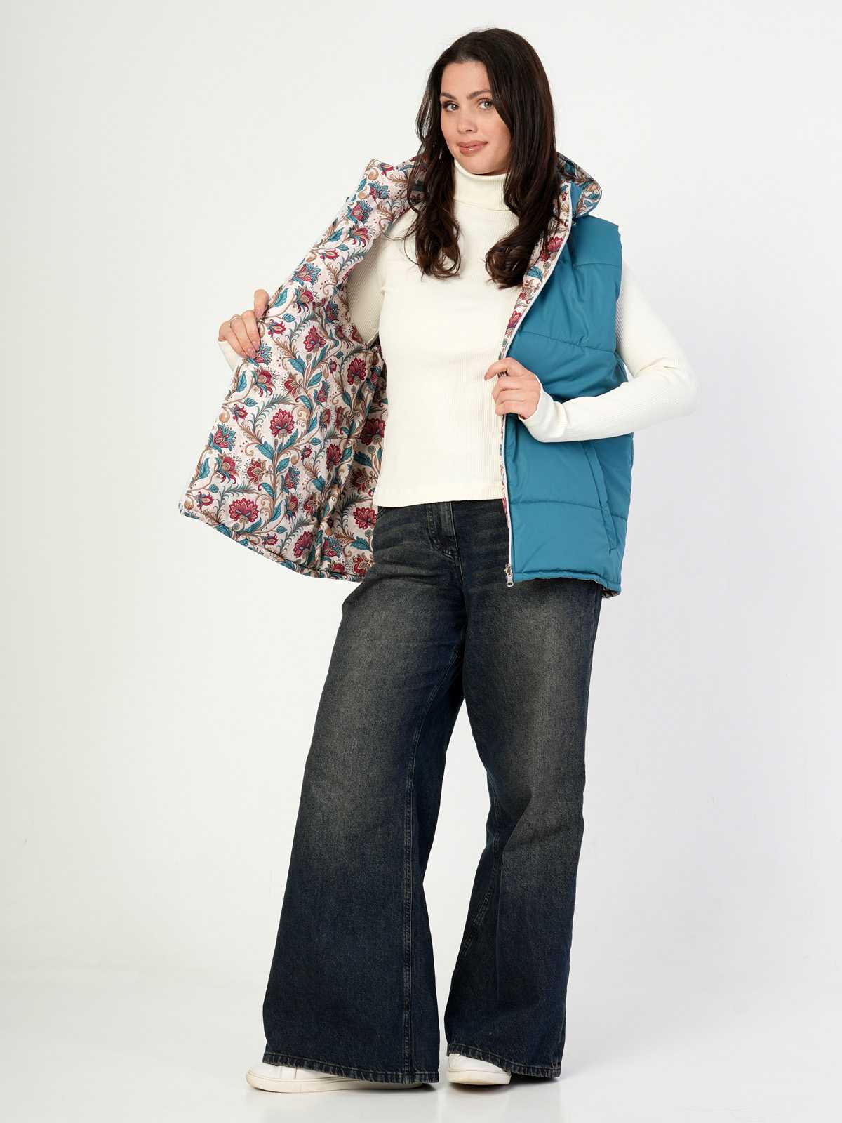 Жилетка двухсторонняя с отстегивающимся капюшоном "Аленький цветочек" ПРЕДЗАКАЗ