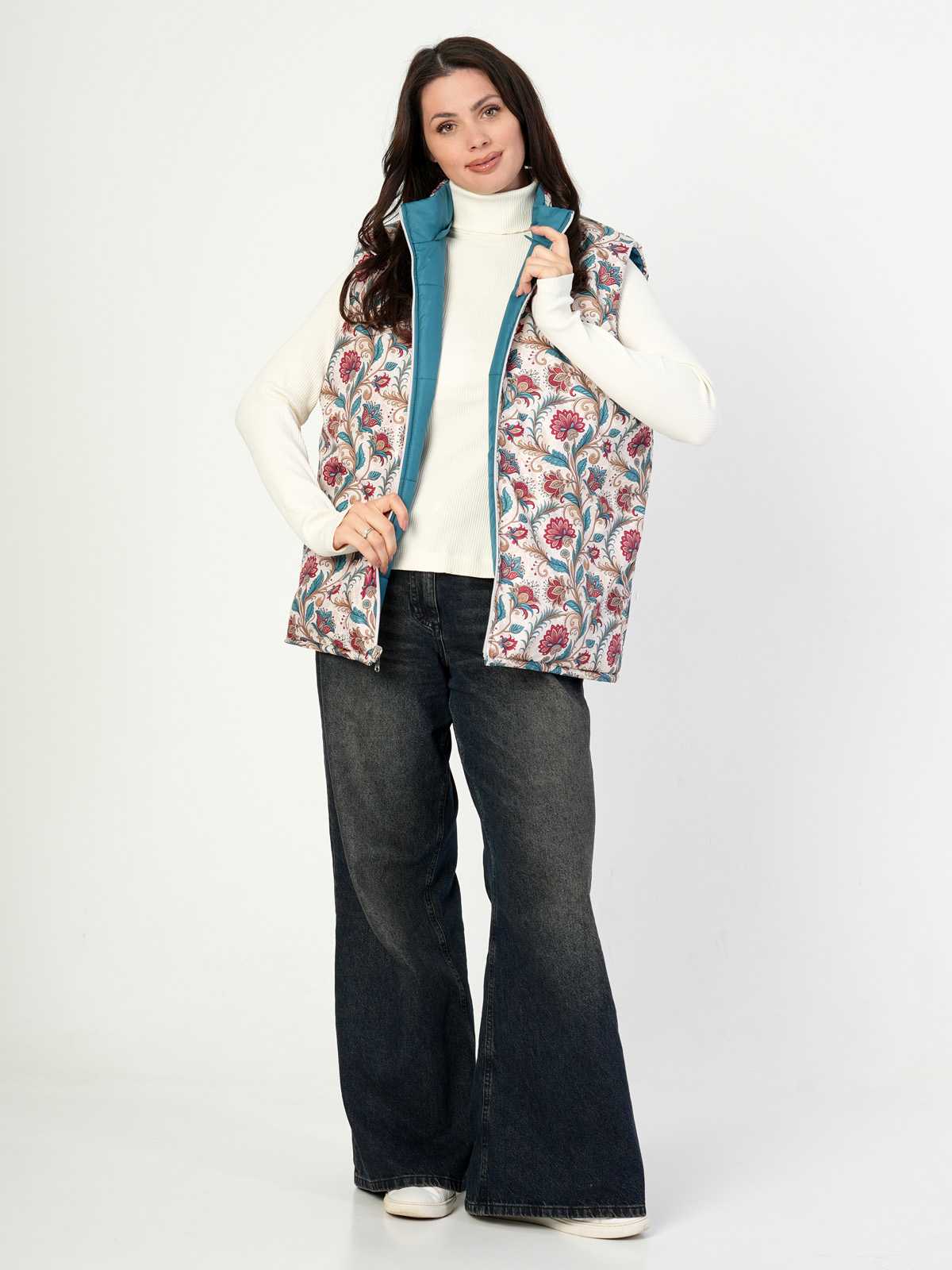 Жилетка двухсторонняя с отстегивающимся капюшоном "Аленький цветочек" ПРЕДЗАКАЗ