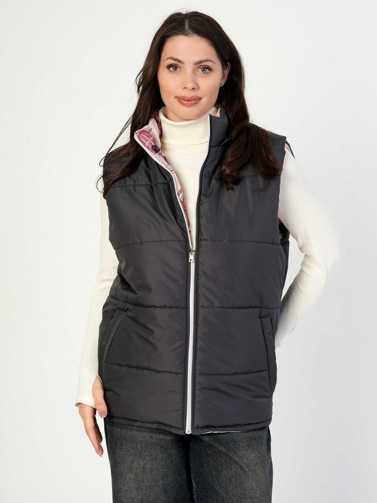 Жилетка двухсторонняя с отстегивающимся капюшоном "Кошки в окошках" ПРЕДЗАКАЗ