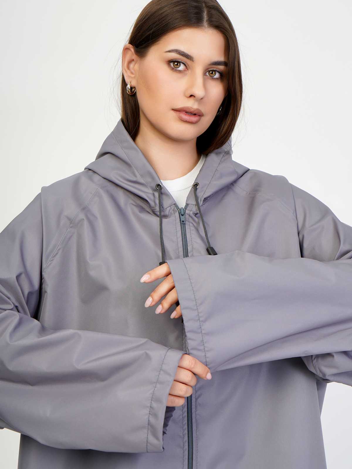Дождевик на молнии Over size Серый "Unisex" LITE