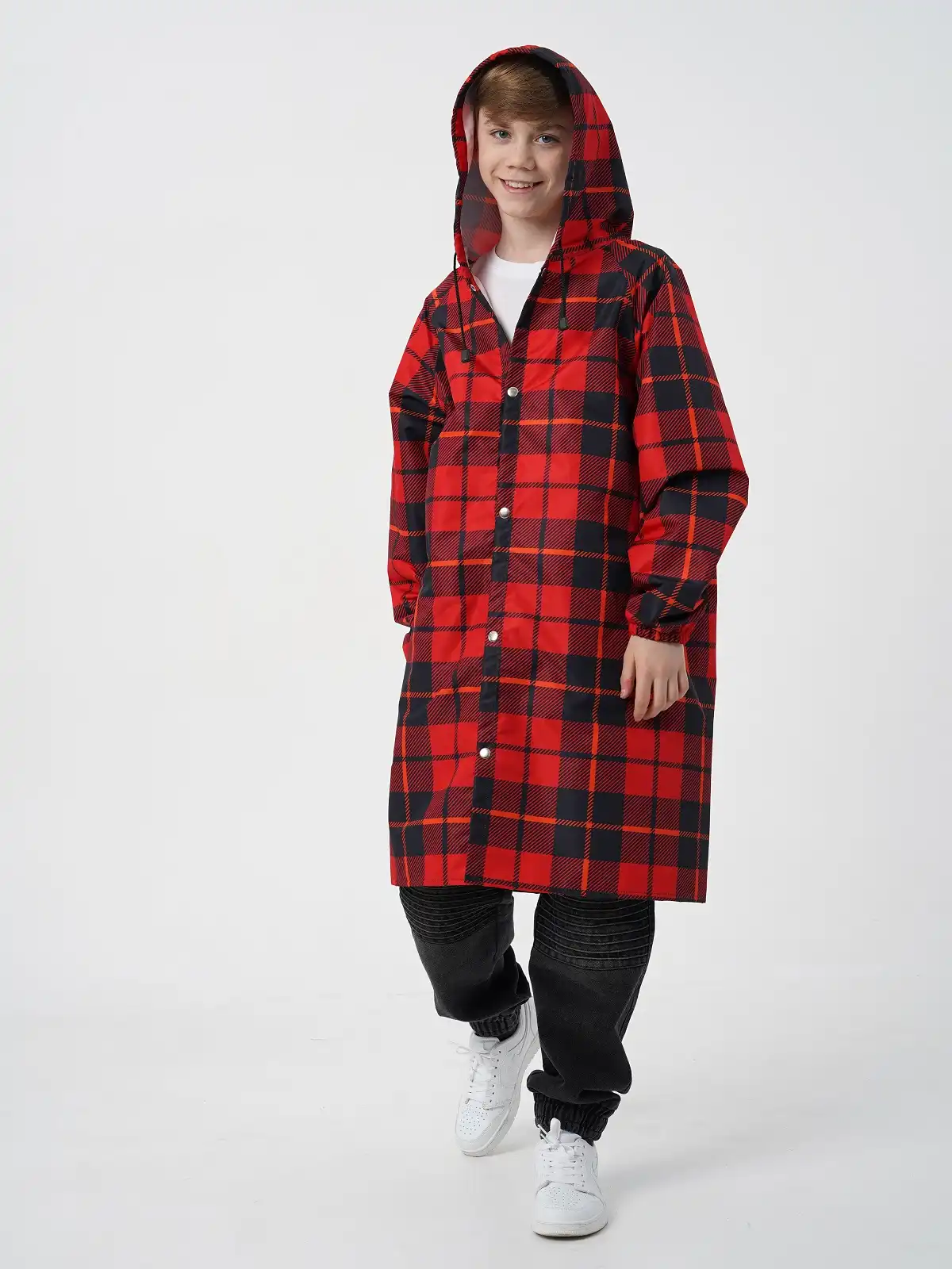 Детский дождевик-плащ Клетка