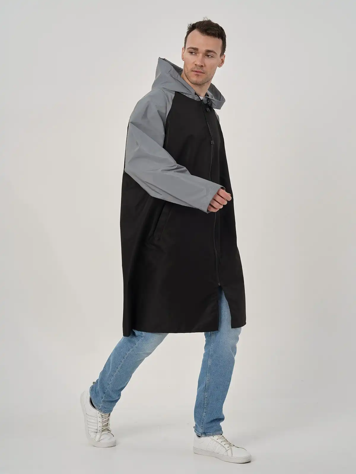 Дождевик мужской Черный/светоотражайка